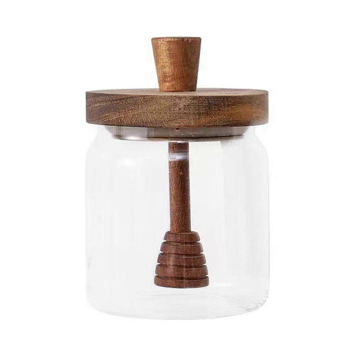 500ML Glass Honey Jar with Wooden Spoon Lid Airtight Honey Pot Set Transparent Honey Spoon and Jar Set for Easy Monitoring Wide Opening