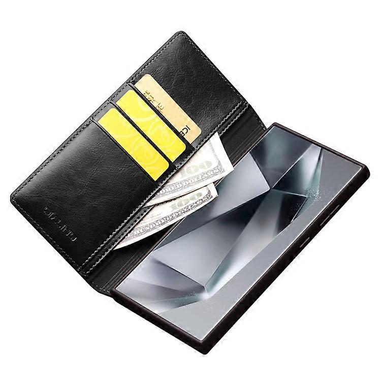 Compatible with Samsung Galaxy S24 Ultra Mobile Case Wallet Case Flip Stand Phone Protection Genuine Leather Black