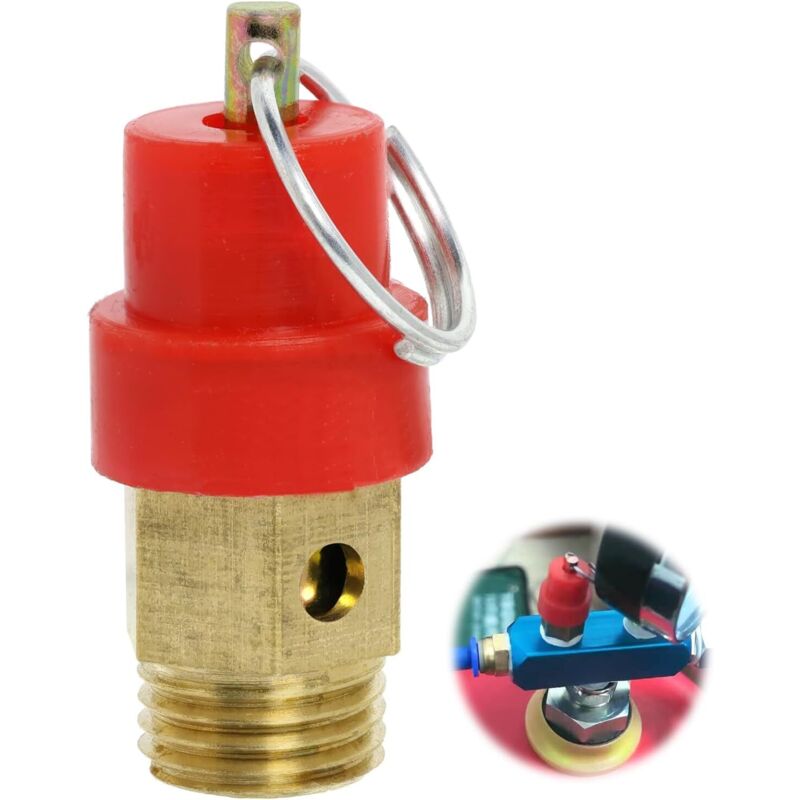 Air Compressor Safety Valve G1/4 Male Connector 115 PSI Set Pressure Red Capsule Compressor Air Pressure Safety Valve 1pc