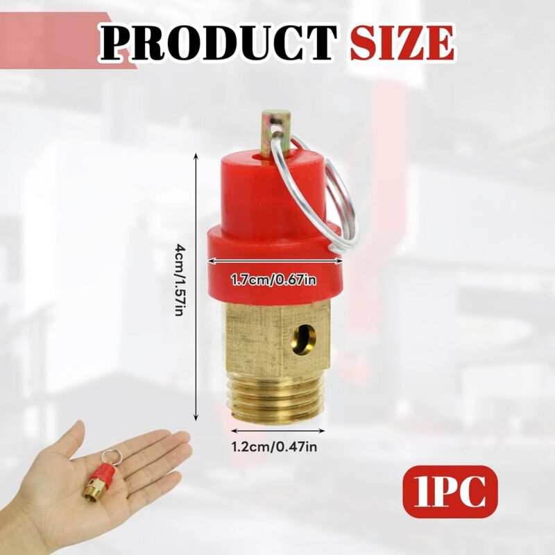 Air Compressor Safety Valve G1/4 Male Connector 115 PSI Set Pressure Red Capsule Compressor Air Pressure Safety Valve 1pc