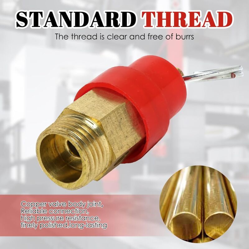 Air Compressor Safety Valve G1/4 Male Connector 115 PSI Set Pressure Red Capsule Compressor Air Pressure Safety Valve 1pc