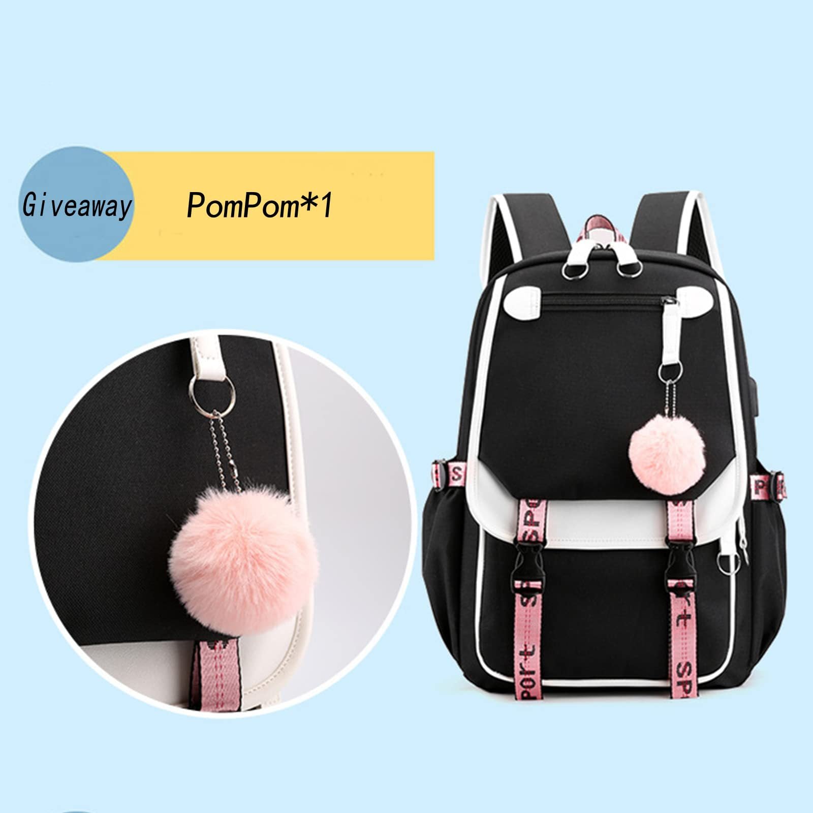 K-Pop Demon Hunters Anime School Backpack Cute Cartoon Bag for Students black_tfrf black 10