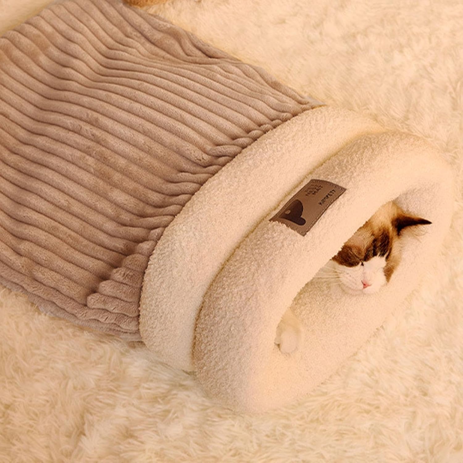 Sleeping Bag for Cat, Warm Pet Bed, Washable Cozy Cave for Cats gray L 34 x W 20 x H 20 cm