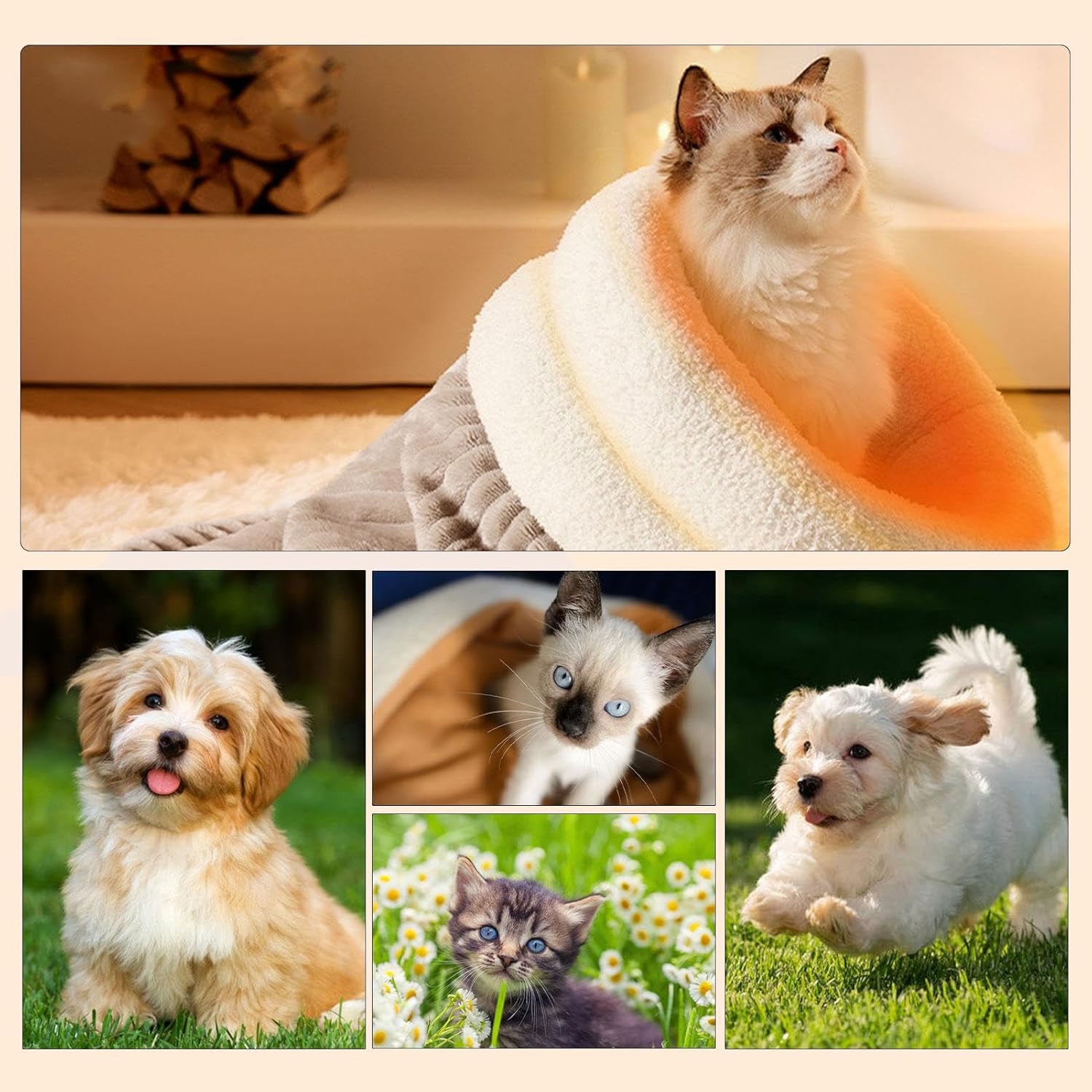 Sleeping Bag for Cat, Warm Pet Bed, Washable Cozy Cave for Cats gray L 34 x W 20 x H 20 cm