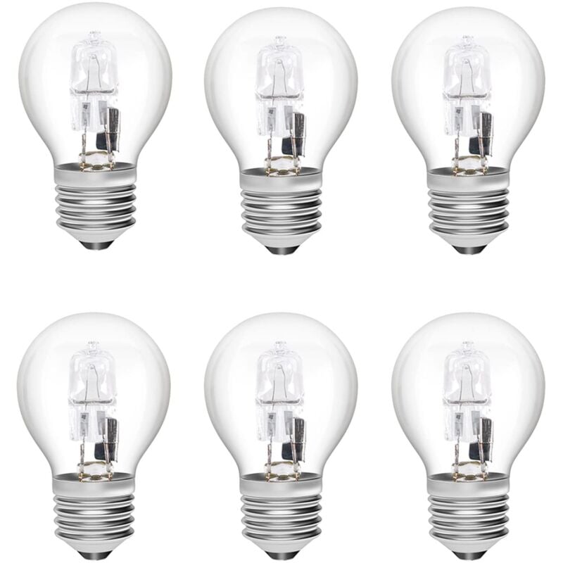 E27 Halogen Bulbs 28W G45 Glass Dimmable Warm White 2700K Golf Ball Shaped Bulb Edison Screw Lamp Clear Shade for Chandelier (6-pack)