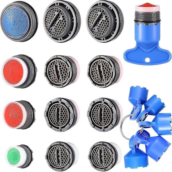 12pcs Faucet Aerator Replacement for Sink Aerator with 5pcs Faucet Aerator Key Removable Tool M16.5 18.5 21.5 24mm...