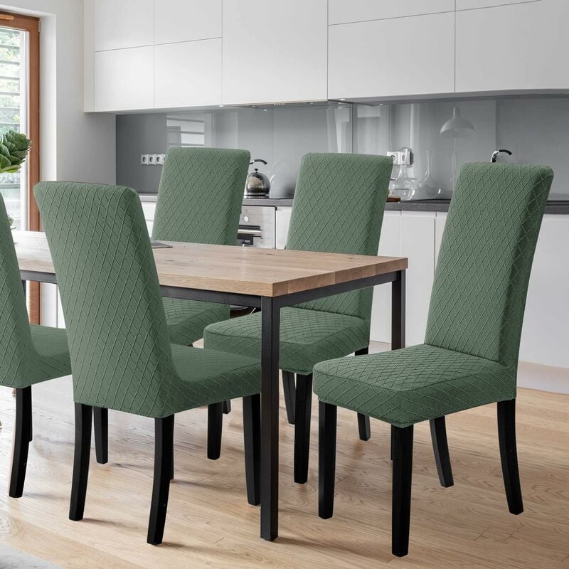 Chair Covers, 4 Pieces Chair Covers, Stretch Dining Chair Covers, Universal Washable Removable Cover (Green)