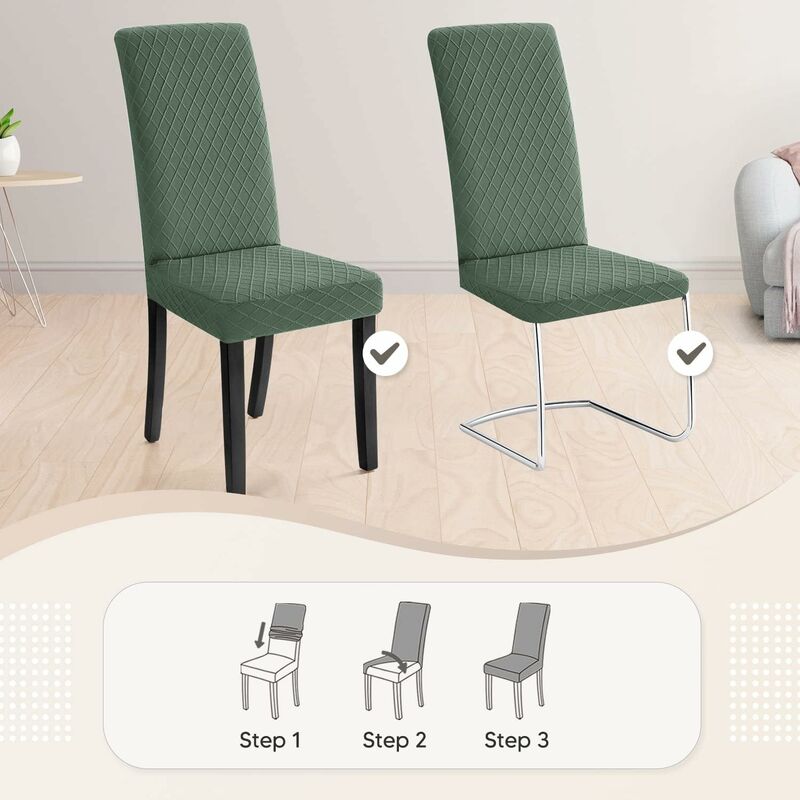 Chair Covers, 4 Pieces Chair Covers, Stretch Dining Chair Covers, Universal Washable Removable Cover (Green)