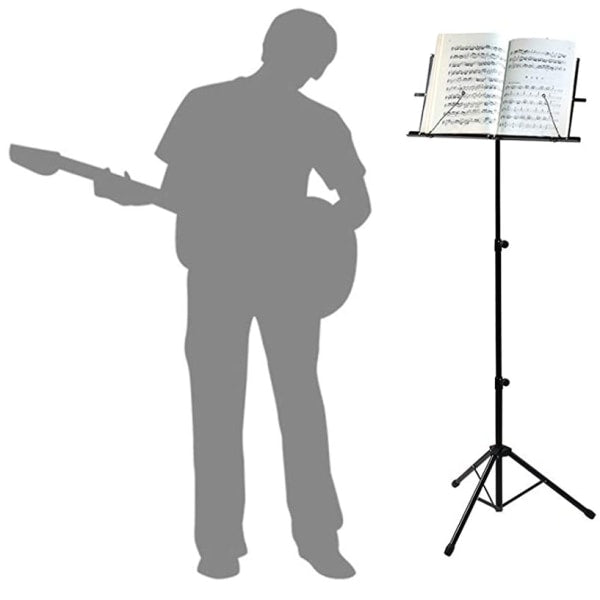 {CA}Adjustable Music Stand, Portable Foldable Metal Stand with Carrying Bag, Lightweight for Storage or Travel, Black