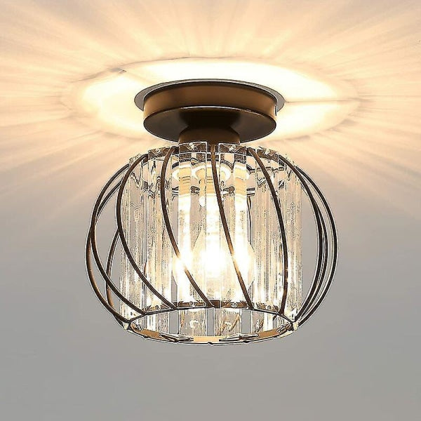 Modern Crystal Ceiling Light E27 LED Ceiling Lamp Mini Crystal Chandelier for Kitchen Dining Room Bedroom Hallway Entrance (Black)HYD