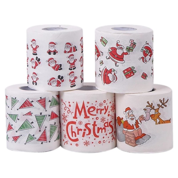 rolls of Christmas themed toilet paper for home, office or restroom