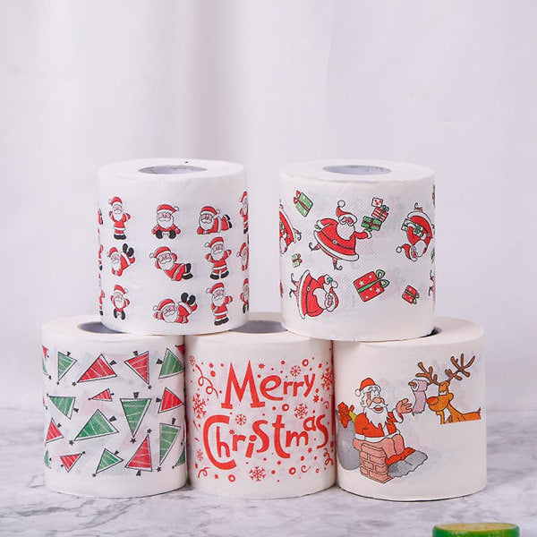 rolls of Christmas themed toilet paper for home, office or restroom
