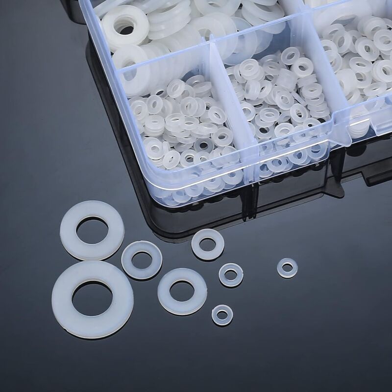 500 Pieces Nylon Flat Washers, Flat Washers Insulation Round Spacer Plumbing Assortment Kit - White, M2/M2.5/M3/M4/M5/M6/M8/M10