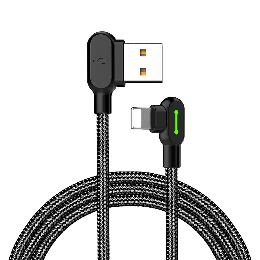 McDodo CA-4673 Angled Lightning cable, LED, 2A, 1.8m, black_max 20