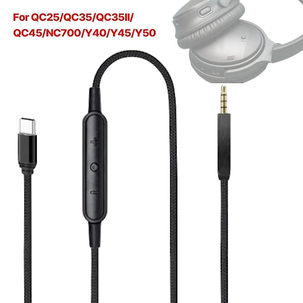USB-C to 2.5mm Male Cable for QC25/QC35/QC35II/QC45 Headphones with Microphone