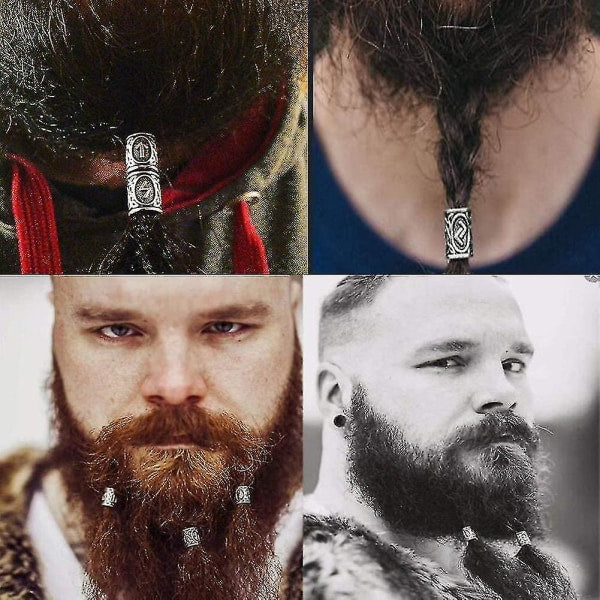 Kryc 80 Rune Beads Set With 300 Rubber Bands, Viking Beard Beads, Antique DIY Hair And Beard Beads, Nordic Hair Jewelry, Braided Bracelet, Pendant
