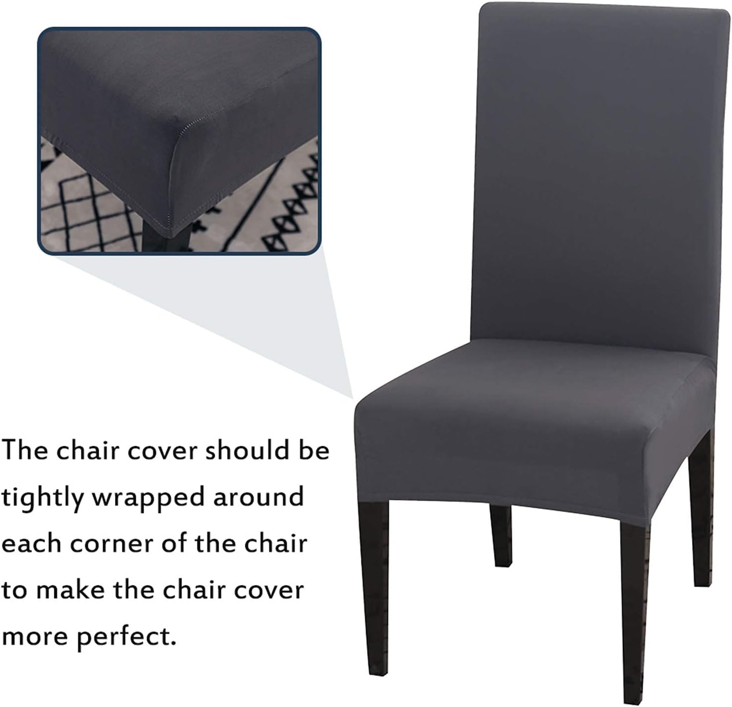 Chair Covers Set of 4 or 6, Stretch Removable Washable Chair Covers Decoration Protection Seat Covers for Hotel grey-tfrf grey 4pcs