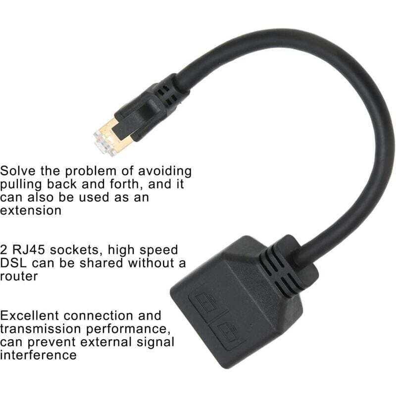 RJ45 Splitter Adapter, 1 to 2 Port RJ45 Network Ethernet Adapter Splitter, CAT8 Network Cable Splitter Adapter for Home Office,