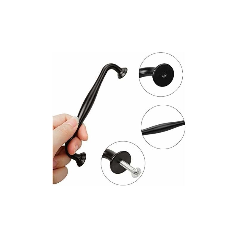 10 pcs Black Furniture Handles - Black Kitchen Furniture Handles Door Handles Drawer Bedroom Center Distance 128mm, Handles for Wardrobes