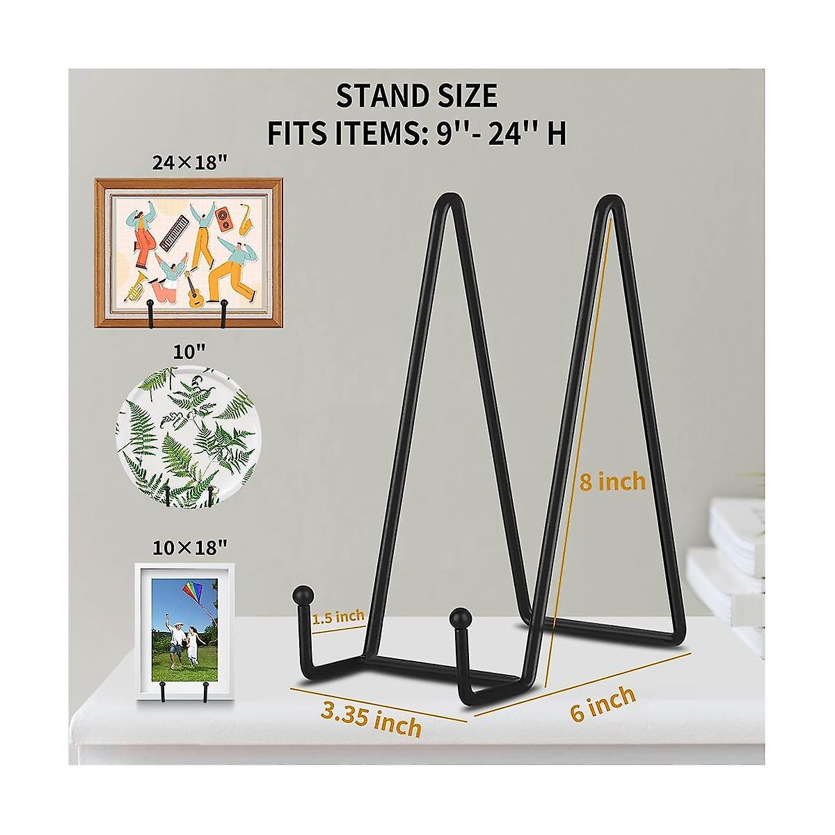 {CA} 8 inch black metal plate stand plate holder for picture, decorative plate, book