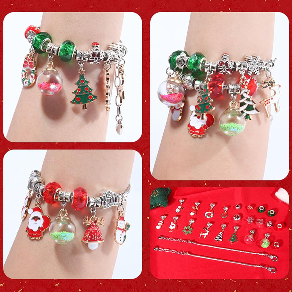 2025 Christmas Advent Calendar Bracelet for Girls, 24-Day Countdown Calendar for Christmas DIY Jewelry Making Kit Gift 22 Beads 2 Bracelets_OF M-21