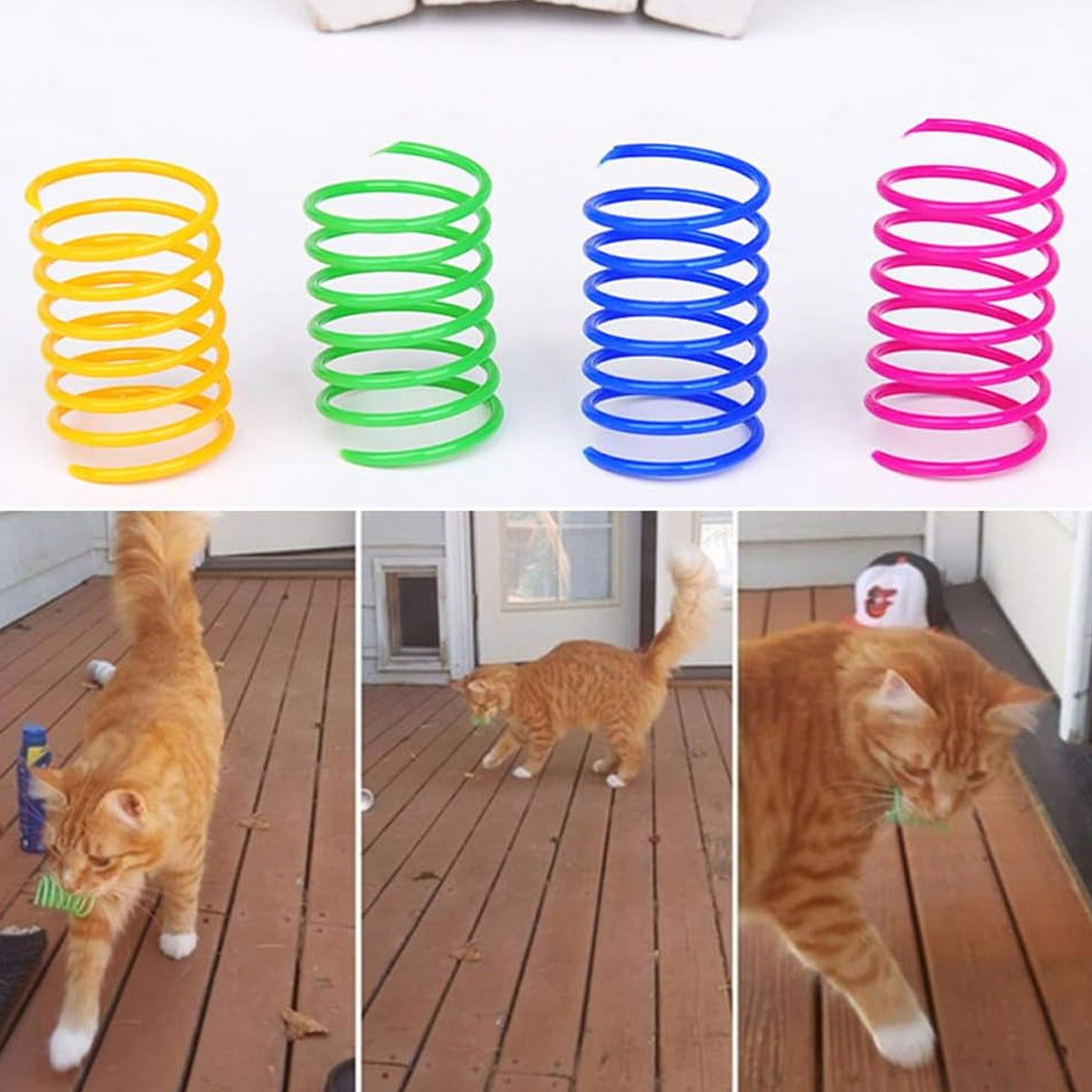 Cat Spiral Spring, Creative Toy to Pass the Time and Keep Shape Interactive Durable Heavy Duty Plastic Colorful Toy for Rocking