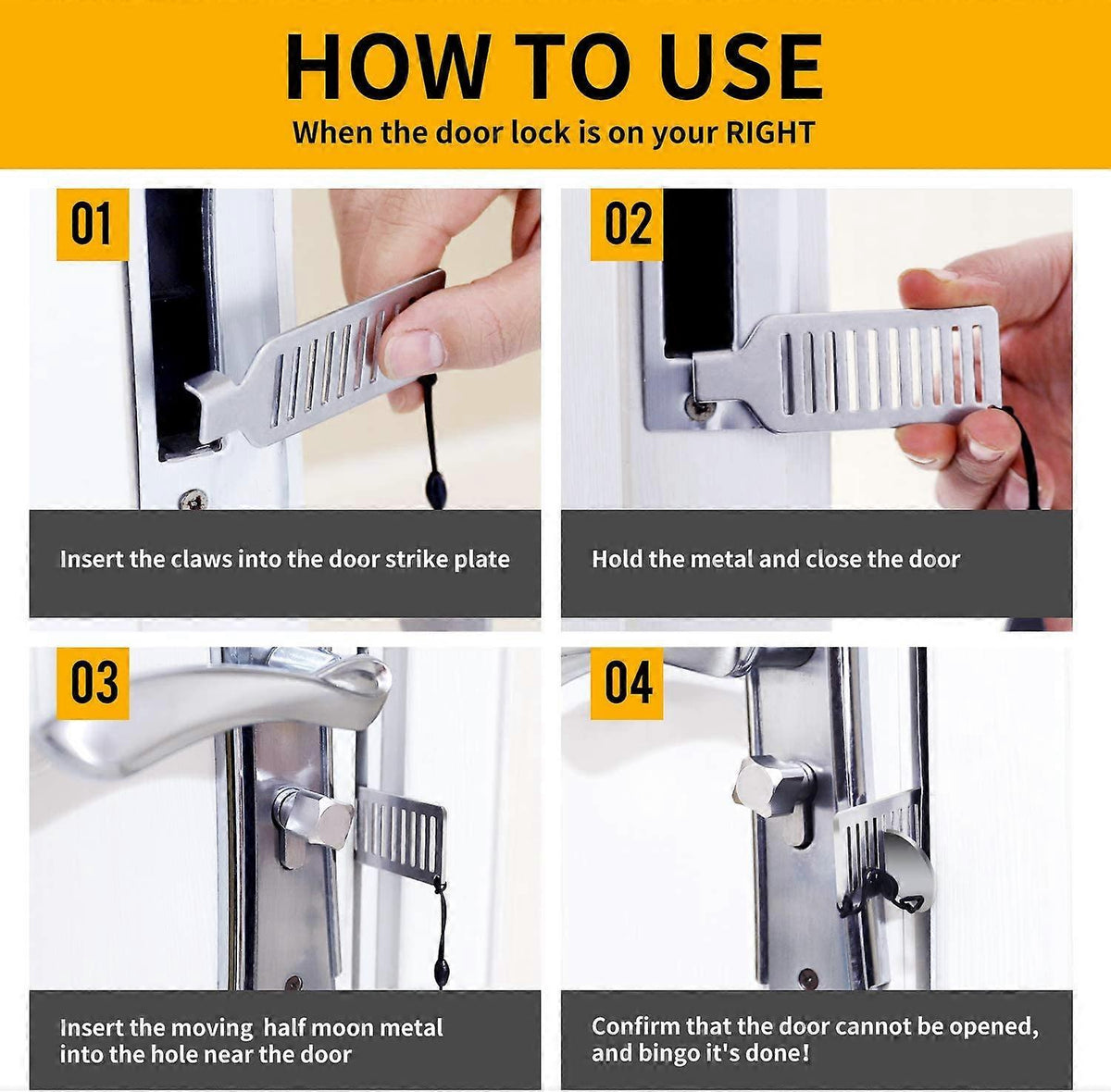 Portable Door Lock for Travel - Improved Travel Door Lock Hotel Door Lock Apartment Security Device Door Stopper