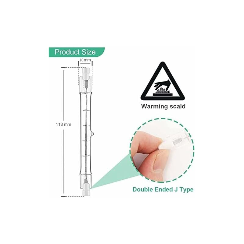 5-pack R7S Halogen bulb 118mm 200W 230V, dimmable for spotlight and landscape lighting, compatible with Philips