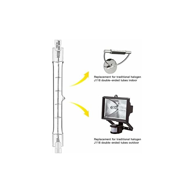 5-pack R7S Halogen bulb 118mm 200W 230V, dimmable for spotlight and landscape lighting, compatible with Philips