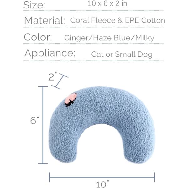 Pet Fur, Cat and Dog Pillow, Relief for Pet Play, Tear and Bite Resistant, U-Shaped Headrest, White