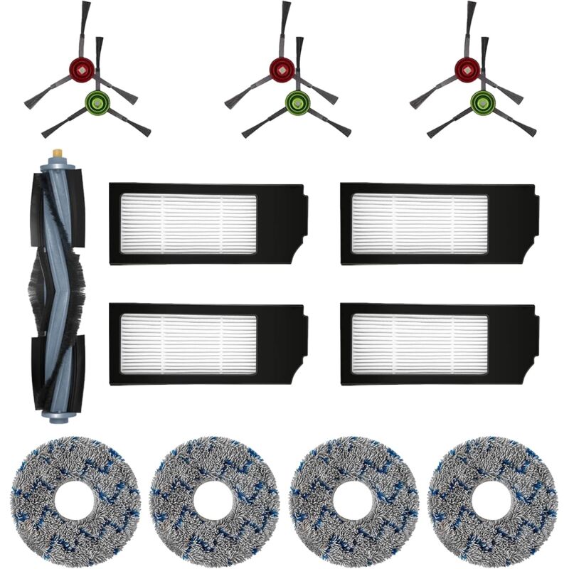 Filter Brush Cloth Replacement Accessories Set for Ecovacs DEEBOT T20 Omni T10 Omni DEEBOT X1 Omni X1 Turbo X1 Plus Robot Vacuum Cleaner (15 Pieces)