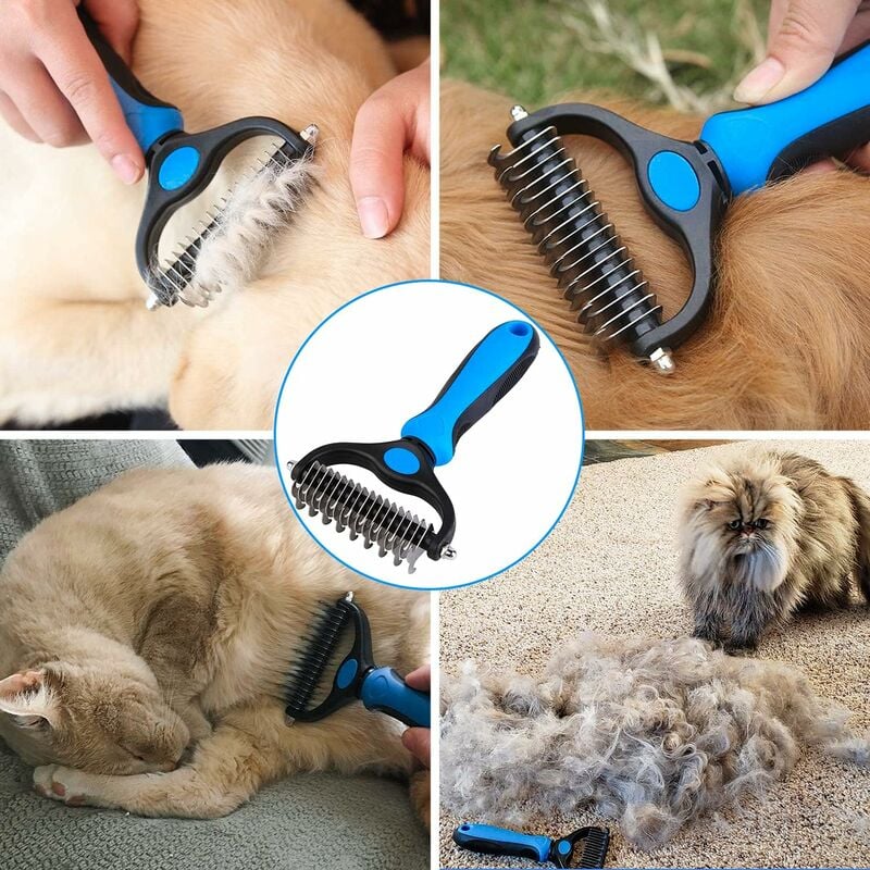 Dog Brush Cat Brush, Professional Dog Dematting Comb and Long Hair Dog Brush, Grooming Rake for Dogs and Cats to Remove Undercoat from Pets