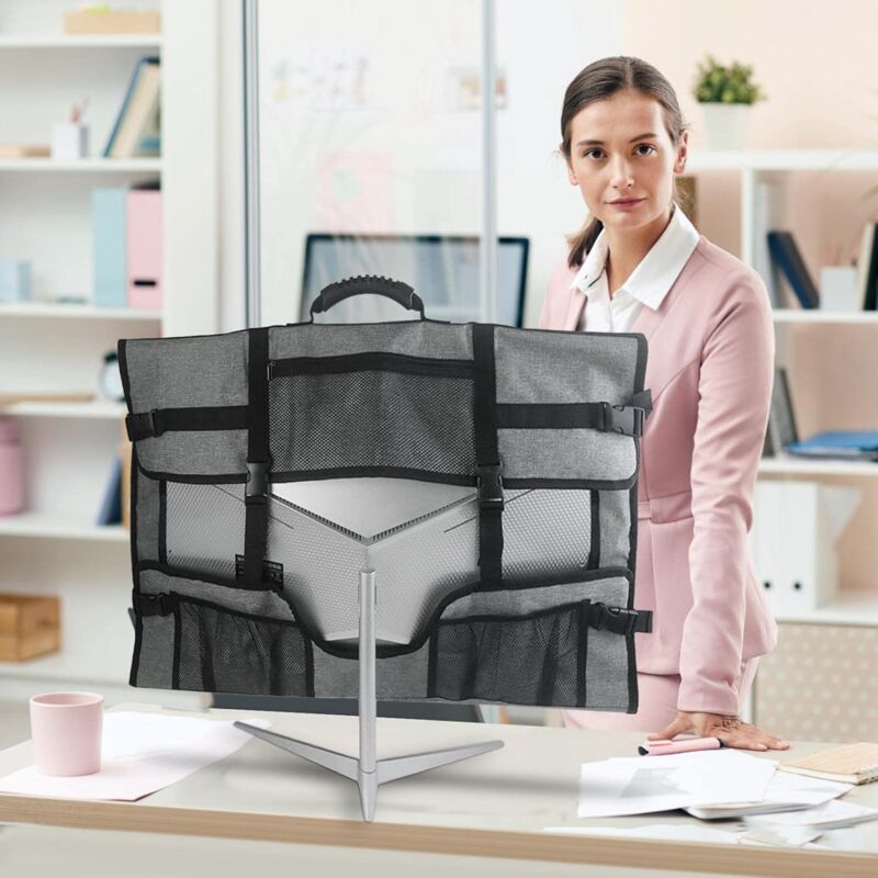 Monitor Carrying Case, Protective Storage Bag with Carrying Handle, Compatible with 24 to 27-inch Desktop Computer Monitors and Accessories