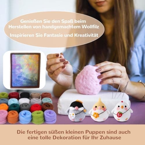 Needle Felting Set in 24 Colors - Felting Tools and Storage Bag, Large Set with Felting Wool, Needles and Felting Mat for DIY