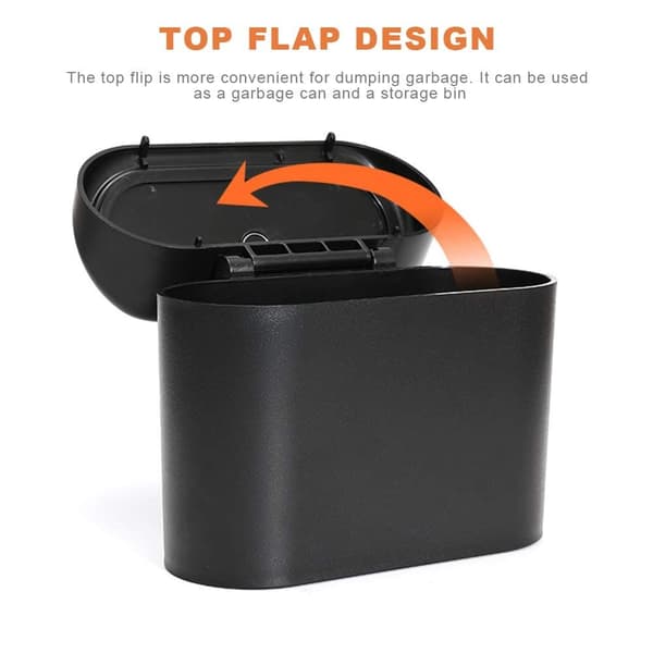 Small Car Trash Can, Car Storage Box, 2-Pack Small Waterproof Car Trash Can with Lid Portable Hanging Storage Box for Car Office