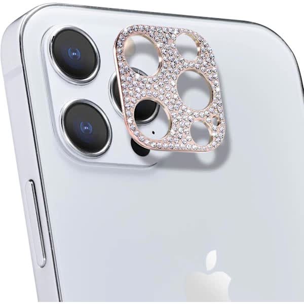 Bling Camera (Rose Gold) Back Cover for iPhone 12 Pro Max Camera, Diamond Protective Sticker Camera Lens Lens Cover for Apple iPhone 12 Pro Max