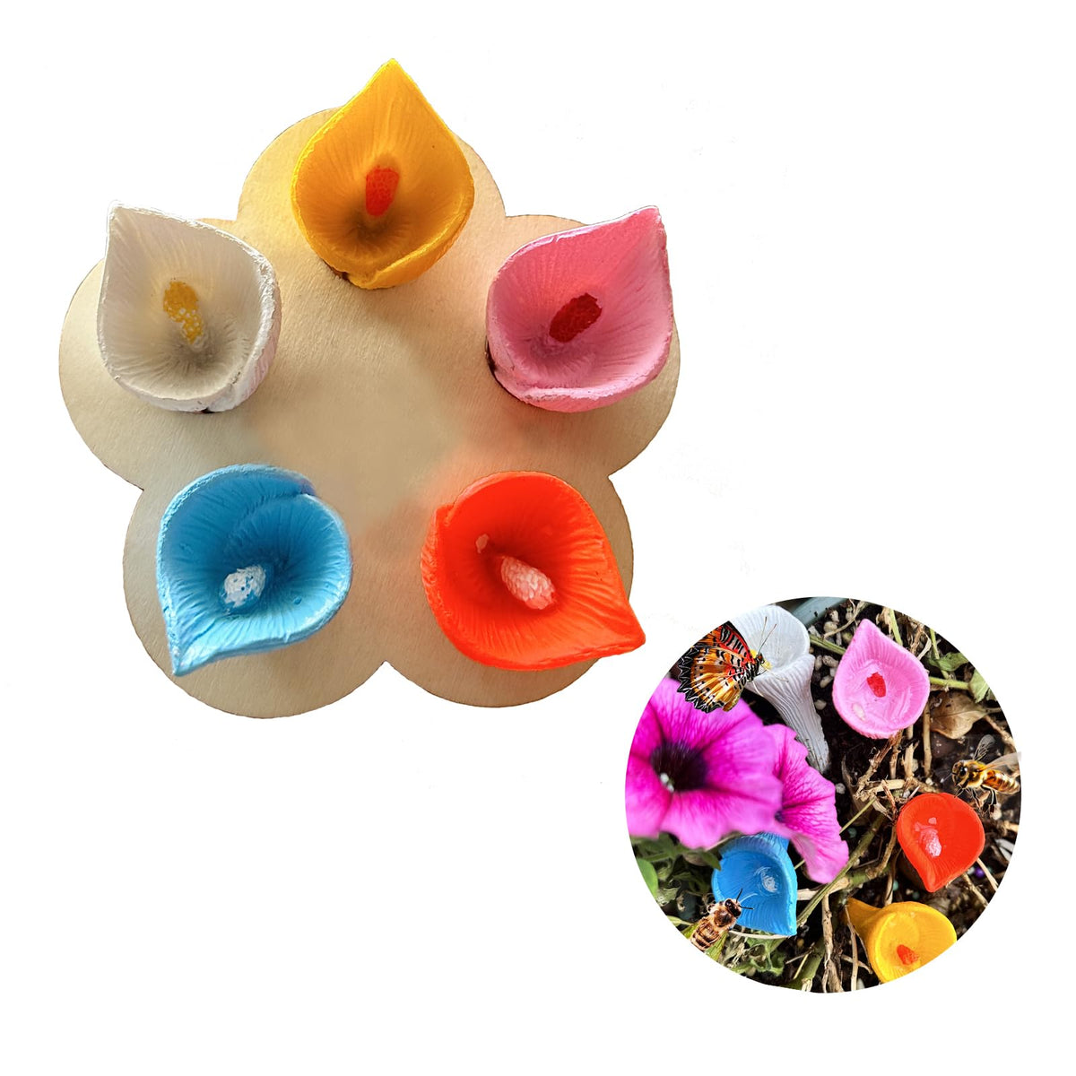 5-pack bee drinking station, garden cup for bees, drinking station for bees and butterflies, bee waterer for outdoor garden decoration blue