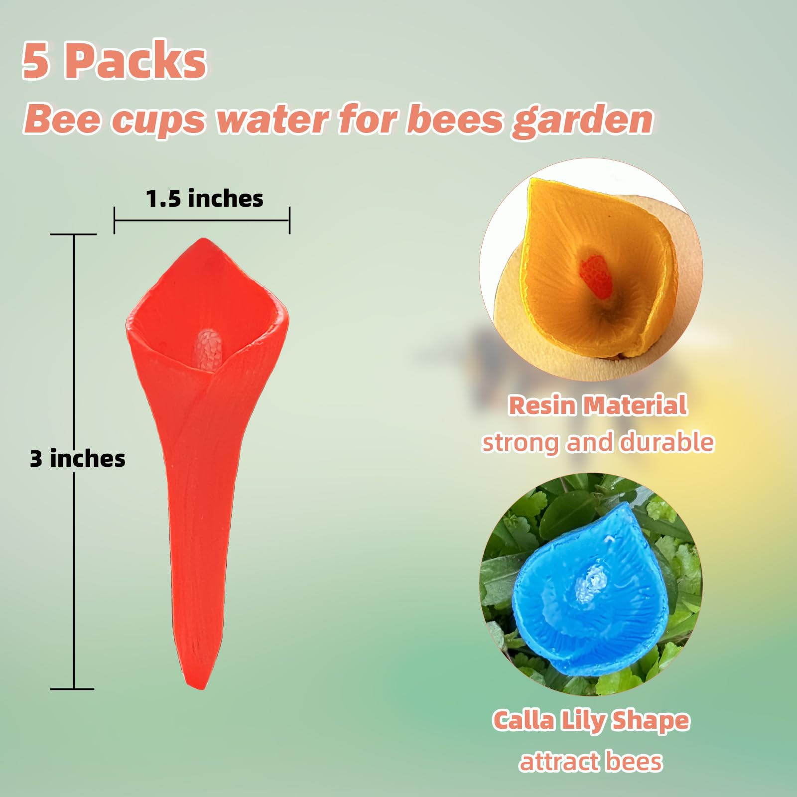 5-pack bee drinking station, garden cup for bees, drinking station for bees and butterflies, bee waterer for outdoor garden decoration blue