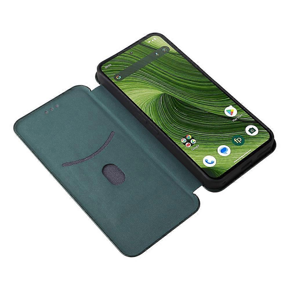 Compatible Case for Fairphone 6 with Carbon Fiber Texture, Drop-proof PU Leather Phone Cover Green