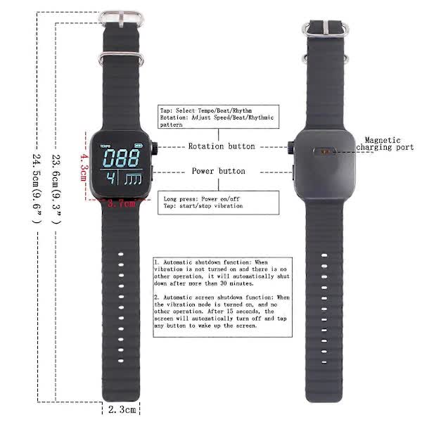 Portable Metronome Smart Metronome Adjustable Bracelet Vibrating Metronome Musical Instrument Metronome