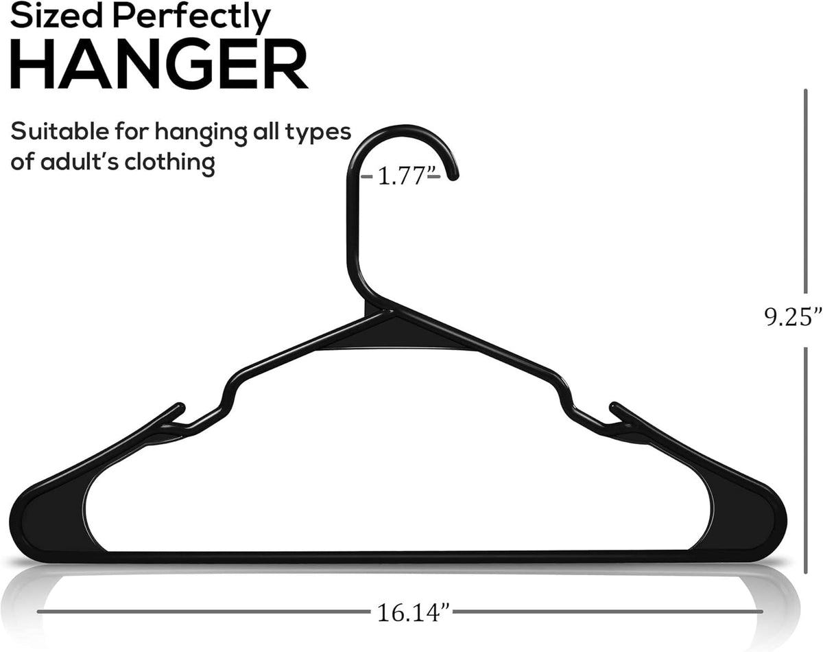 Clothes Hangers 20-pack - Space-saving plastic clothes hangers - Durable hanger with shoulder groove (black)