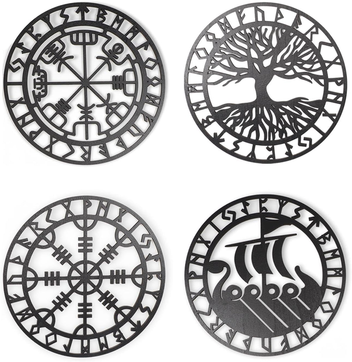 Metallic Viking Wall Art | Nautical Nordic Compass Decor for Bedroom or Living Room