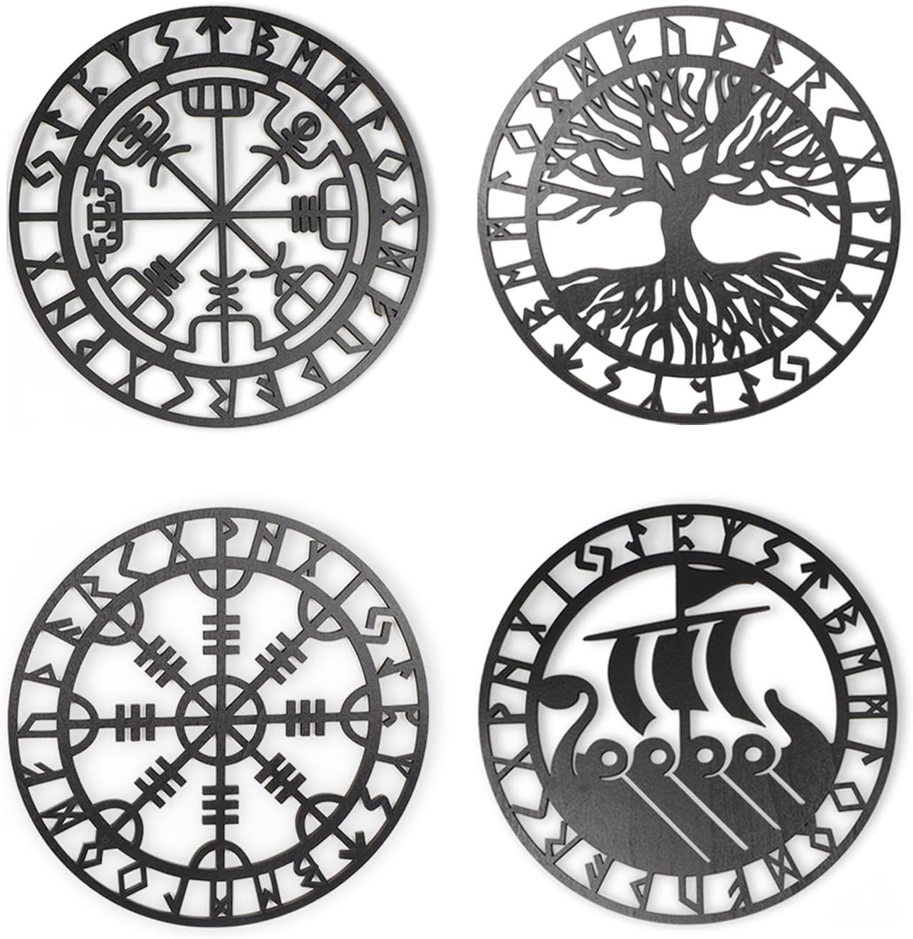Metallic Viking Wall Art | Nautical Nordic Compass Decor for Bedroom or Living Room