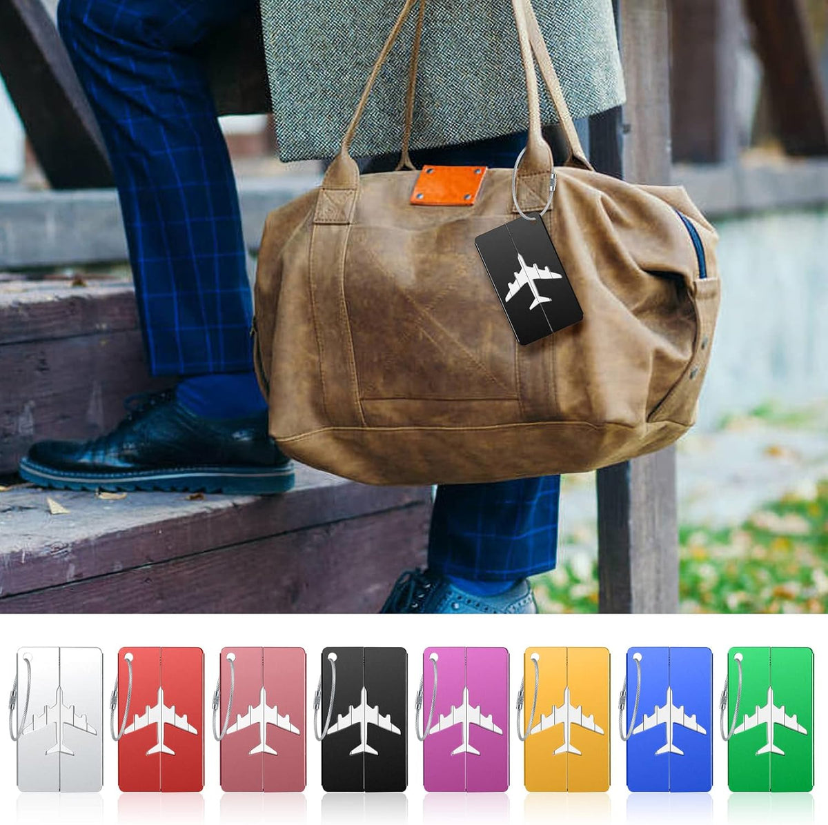 pcs Luggage Tags, Suitcase Tags, Luggage Labels Tags Aluminum Metal with Name ID Address Card