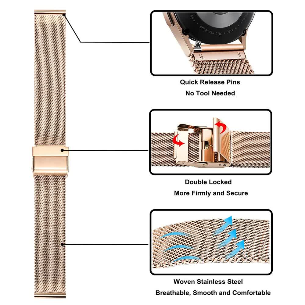 Compatible with Samsung Galaxy Watch 4 5 6 Bracelet Case 40mm 44mm Mesh Loop Stainless Steel Strap Bling Case Gold Set watch6 40mm