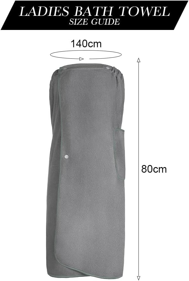 Sauna Skirt, Women's Sauna Skirt with Pockets, Long Sauna Towel for Women, Sauna Skirt with Buttons for Women, Sauna Towel for Women Grey