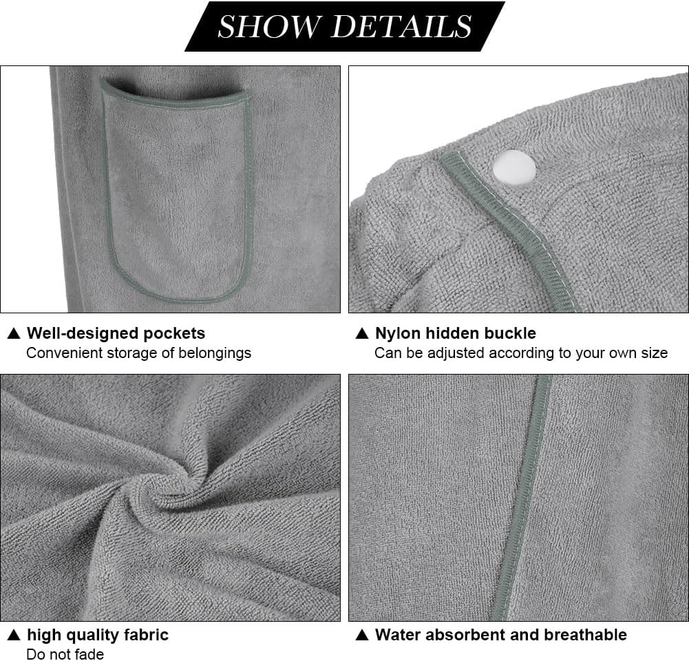 Sauna Skirt, Women's Sauna Skirt with Pockets, Long Sauna Towel for Women, Sauna Skirt with Buttons for Women, Sauna Towel for Women Grey