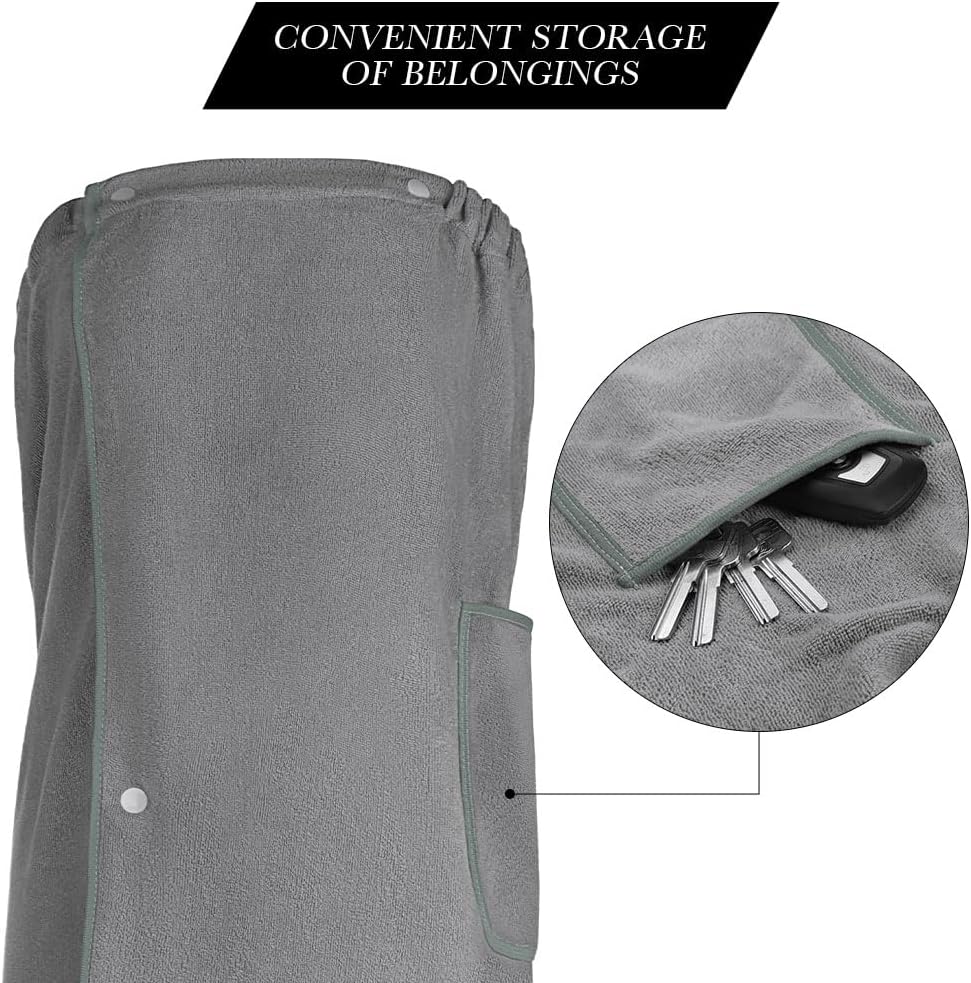 Sauna Skirt, Women's Sauna Skirt with Pockets, Long Sauna Towel for Women, Sauna Skirt with Buttons for Women, Sauna Towel for Women Grey
