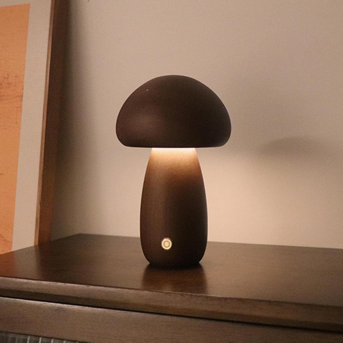 Mushroom Lamp Rechargeable Portable Night Light - Wooden Lamp Bedroom Lamp Bedside Table Lamp Coffee