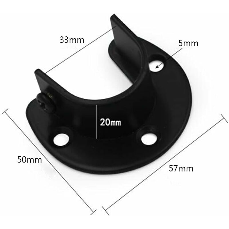 Wall Mounted Clothes Rod Holder, Curtain Rod Bracket, Shower Curtain Rod Bracket for 1.26 Inch Diameter Clothes Rod, 2-Pack